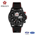 Stainless Steel Watches Men with Genuine Leather Strap